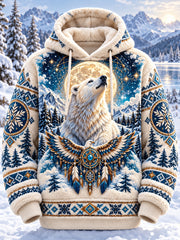 Chandail à capuchon en flanelle Nordic Animals Homme