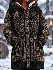 Manteau long imprimé Viking pour femme