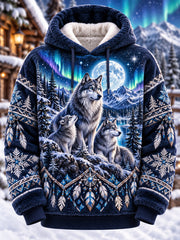 Sweat à capuche en flanelle à motifs animaux nordiques pour homme