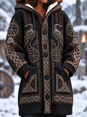 Manteau long imprimé viking pour femme