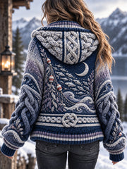 Veste Femme Retro Nordic Coastal-Inspired Fish Print