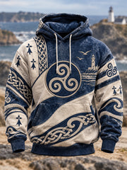 Sweat à capuche oversize à épaules tombantes avec poches pour homme, style Bretagne, France