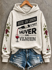 Sweat-shirt femme «Boire un canon-C’est sauver-Un vigneron» coupe classique