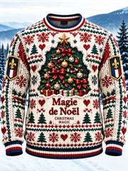 Pull décontracté à col rond pour homme, imprimé de Noël français