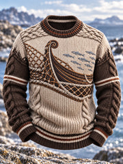 Rétro Nordic Coastal Culture Pêche Bateau Art Sweatshirt