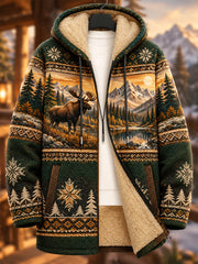 Chandail à capuchon Nordic Forest AnimalsFleece Lined Homme