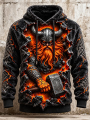 Sweat à capuche en flanelle motif viking pour homme