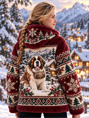 Manteau en flanelle pour femme Nordic Forest Animals