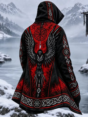 Vintage Viking Celtic Raven Imprimer Hooded Cardigan Homme