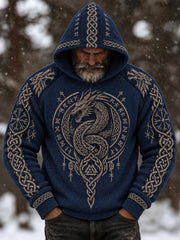 Sweat à capuche confortable à imprimé dragon celtique viking vintage pour hommes