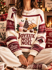Pull Décontracté Imprimé Noël Français Femme