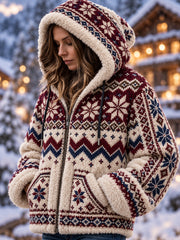 Manteau en flanelle style nordique pour femme