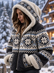 Manteau en flanelle de style nordique pour femme