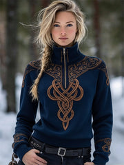 Vintage Viking Celtic Knot Imprimer Zip Up Sweatshirt des femmes