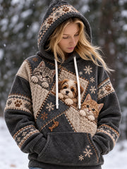 Sweat à capuche en flanelle pour femmes, motifs animaux originaux