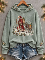 Sweat à capuche imprimé pour femmes, motif suisse Joyeux Noël