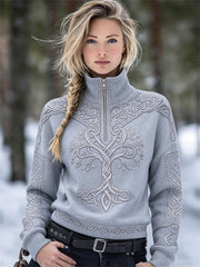 Vintage Viking arbre de vie celtique noeud Imprimer Zip Up Sweatshirt des femmes