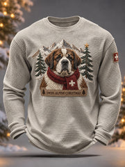 Hommes Swiss Merry Christmas Art Imprimé Waffle Tops