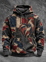 Sweat à capuche oversize à épaules tombantes pour homme, motif coq gaulois