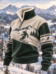 Pull décontracté en peluche à fermeture éclair pour les passionnées de ski, prêt pour la saison de ski