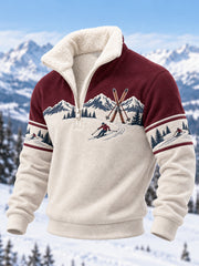 Les amateurs de ski pour hommes prêts pour la saison de ski décontracté en peluche Zipper Pullover
