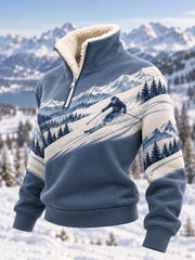 Pull décontracté en peluche à fermeture éclair pour les passionnées de ski, prêt pour la saison de ski