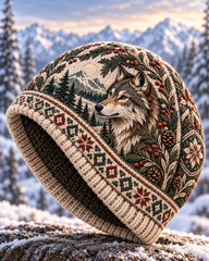 Chapeau unisexe à imprimé animalier nordique