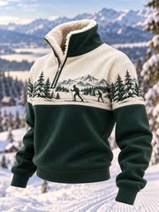 Pull décontracté en peluche à fermeture éclair pour les passionnées de ski, prêt pour la saison de ski