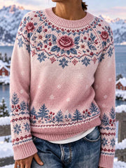 Pull Femme Imprimé Motif Hiver Nordique