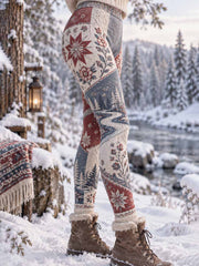 Legging imprimé motif forêt d'hiver pour femme