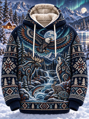 Sweat à capuche en flanelle à motifs animaux nordiques pour homme