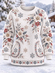 Sweat-shirt d'hiver à imprimé floral pour femme