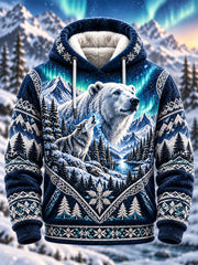 Sweat à capuche en flanelle à motifs animaux nordiques pour homme