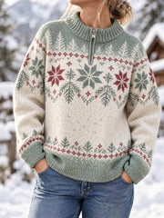 Pull d’hiver pour femme à imprimé flocons de neige