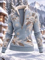 Sweat-shirt Femme Imprimé Floral Nordique Hiver
