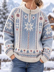 Pull d’hiver pour femme à imprimé flocons de neige