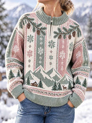Pull d’hiver pour femme à imprimé flocons de neige