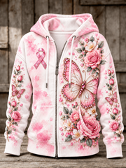 Sweat à capuche zippé pour femmes sur le cancer du sein