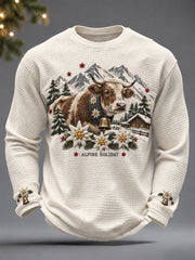 Hommes Swiss Christmas Art Imprimé Waffle Tops