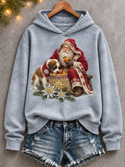 Sweat à capuche imprimé art suisse de Noël pour femmes