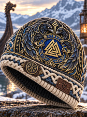 Bonnet tricoté chaud pour l’automne et l’hiver, style viking vintage