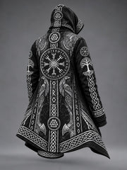 Cardigan à capuche imprimé viking pour homme