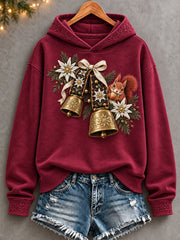 Sweat à capuche imprimé pour femmes, motif de Noël suisse