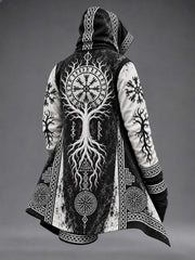 Cardigan à capuche imprimé viking pour homme