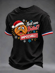 T-shirt imprimé pour homme «Noël sans Bretzel Impossible»