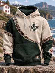 Sweat à capuche oversize à épaules tombantes avec poches, Pays basque pour hommes