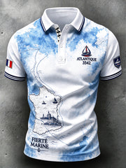 Polo décontracté pour homme avec imprimé dégradé de la Route du Rhum bretonne