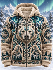 Veste à capuche Homme, Automne/Hiver, Style Nordique, Thème Animal en Flanelle