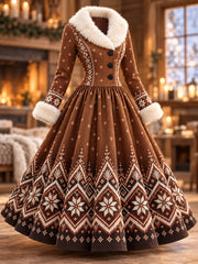 Robe artistique automne/hiver pour femme, style nordique