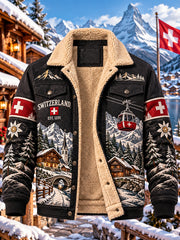 Veste polaire pour homme avec imprimé graphique commémoratif alpin